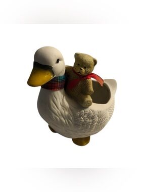 Small Vintage Ceramic Duck and Bear Figurine